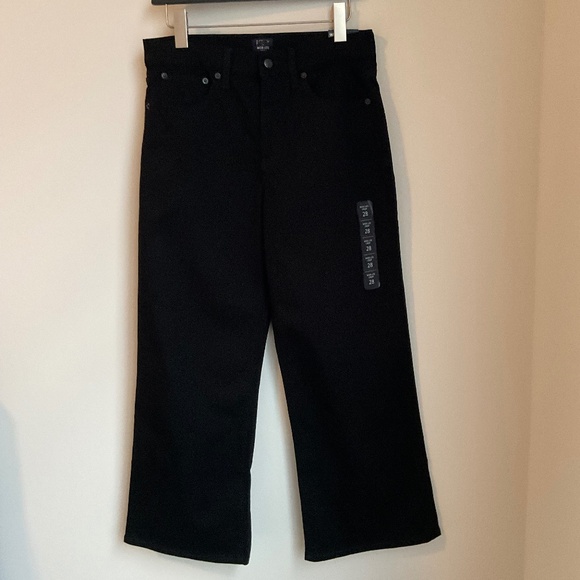 NWT J.Crew Factory Black Cropped wide-leg black jean all-day stretch SZ 28 & 31 - Picture 4 of 10